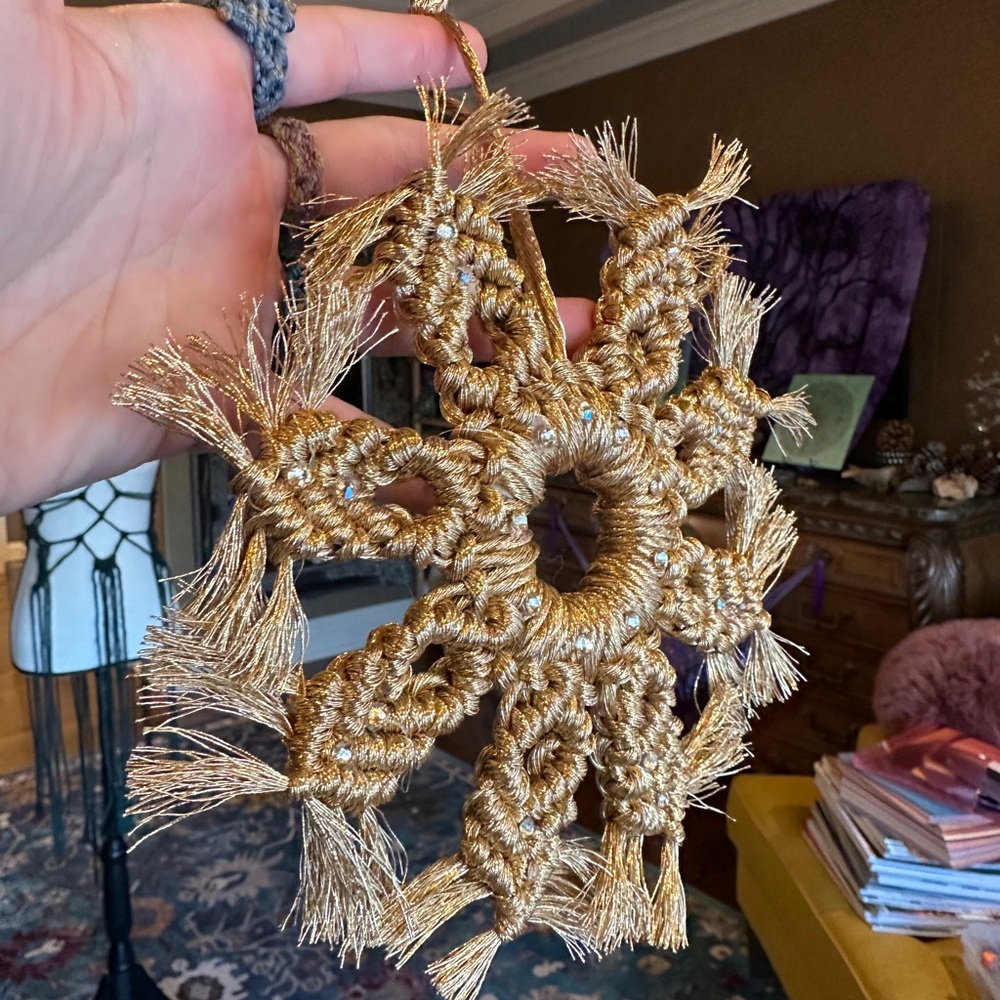 Handmade Macramé Snowflake Ornament - Picture 2 of 3
